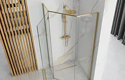 Душова кабіна Rea Diamond 100x100 gold REA-K6616, Золотий, Універсальна, прозорий - мініатюра 2