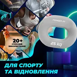 Еспандер кистьовий силіконовий PowerPlay PP-4336 Hand Grip Large 25 кг Сірий (PP_4336_Grey_25kg) - мініатюра 3