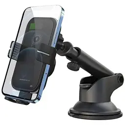 Автомобільний тримач XO WX027 (15W/Wireless Charger), Black - мініатюра 3