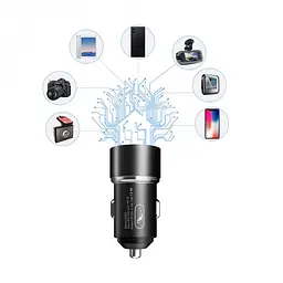 Автомобільний зарядний пристрій SkyDolphin SZ02 Aluminium (2USB, 2.4A) Black (AZP-000074) - мініатюра 4