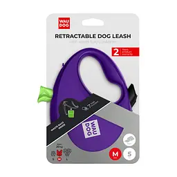 Повідець для собак WAUDOG R-leash з контейнером для пакетів M до 20 кг 5 м фіолетовий (26289) - мініатюра 5