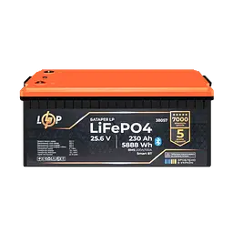 Акумулятор LP LiFePO4 25,6V - 230 Ah (5888Wh) (BMS 200A/100А) пластик Smart BT - мініатюра 2