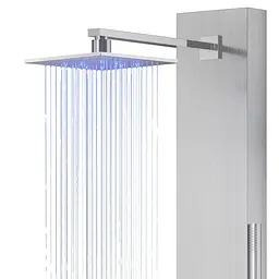 Душова панель Corsan Neo inox LED з термостатом S060TSLLED, Нержавіюча сталь - мініатюра 6