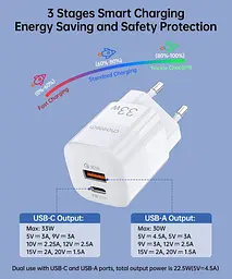 Зарядний пристрій для смартфона Choetech PD5006 33W із швидким заряджанням QC3.0/PD/PPS білий - мініатюра 4