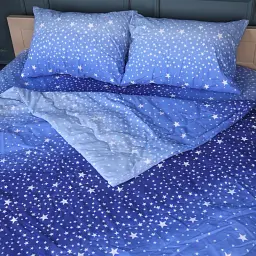 Літній постільний комплект MirSon №2940 Сolor Fun Line Milky Way Вовна 110х140 см синій (2200010959512) - мініатюра 4