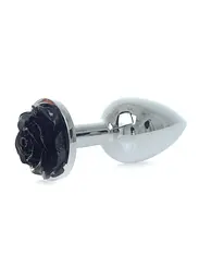 Металева анальна пробка Boss Jewellery Silver Plug Rose 9 см (чорний) - мініатюра 3