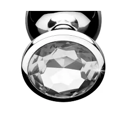 Анальна пробка Fantasy Silver Butt Plug Diamond L 9 см (білий) - мініатюра 4