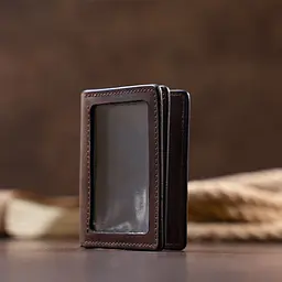 Візитниця з обкладинкою для ID-паспорта з натуральної шкіри Grande Pelle 11292 коричнева - мініатюра 9