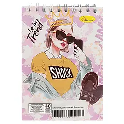 Блокнот для записей "Be in trend" А6 АП-1711-7, 40 листов, пружина сверху