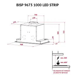 Витяжка повновбудована Perfelli BISP 9673 WH 1000 LED Strip - мініатюра 11
