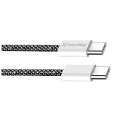 Дата кабель USB-C to USB-C 2.0m (braided cotton) (PD Fast Charging 60W) 3.0А black ColorWay (CW-CBPDCC068-BK) - мініатюра 2
