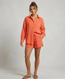 Костюм жіночий літній із жатого батиста Fashion 2610 20577 оранжевий - мініатюра 4