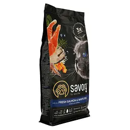 Сухий корм для довгошерстих котів Savory Adult Cat Gourmand Fresh Salmon & White Fish зі свіжим лососем і білою рибою 2 кг - мініатюра 3