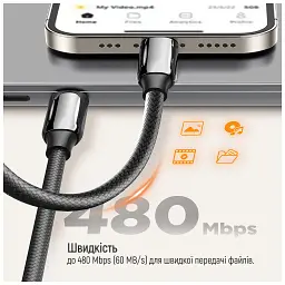 Дата кабель USB-C to USB-C 2.0m (PVC+Aluminum Alloy) (PD Fast Charging 240W) 5А black ColorWay (CW-CBPDCC070-BK) - мініатюра 8