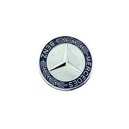 Емблема капота Mercedes-Benz хром + синій (на 2 направляючих) OEM A0008171701