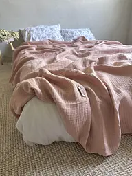 Покривало Zeintex Heaven муслінове бавовняне рожеве 230х240 см