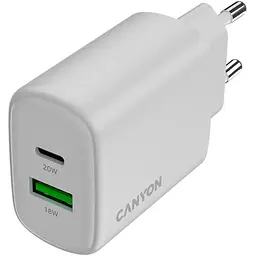 Зарядний пристрій Canyon OnCharge 200 20W 1xPD 1xQC EU White (CNE-CHA200-21)