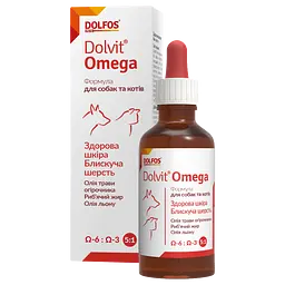 Вітамінно-мінеральна добавка Dolfos Dolvit Omega для здоров'я шкіри та шерсті собак та котів 50 мл (1409-50)
