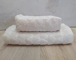 Набір турецьких махрових рушників 50х90+70х140 Gulcan Jacquard Cotton Lux Damla Bej