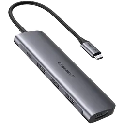 Розгалужувач - хаб Ugreen CM195 Usb-C to 2 Ports Usb3.0-A Hub + HDMI + TF / SD (UGR-70411) сірий - мініатюра 3