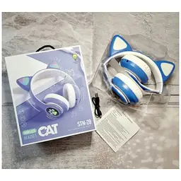 Бездротові дитячі навушники Cat Ear VZV-23M Bluetooth з котячими вушками сині - мініатюра 3