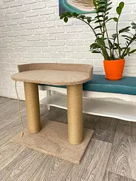 Кігтеточка з великою лежанкою для котів висота 61 см Бежевий