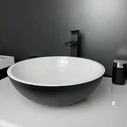 Умивальник Adamant KREIS-42 Black-White 420x420x150 мм штучний камінь - мініатюра 3