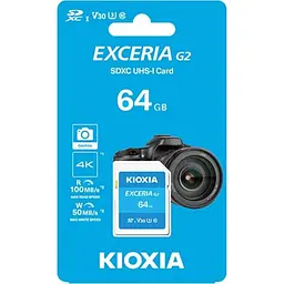 Карта пам'яті Kioxia SDXC Exceria G2 64GB Class 10 UHS-I U3 V30 (R100/W50MB/s) (LNEX2L064GG4) [163973] - мініатюра 2