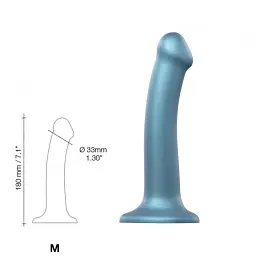 Насадка для страпону Strap-On-Me Mono Density Dildo Blue M одношаровий силікон гнучкий діаметр 3.3 см - мініатюра 3