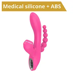 Вібратор Erospace Sweet Play Sucking Vibrator With Anal Beads A3 20.8 см рожевий - мініатюра 9