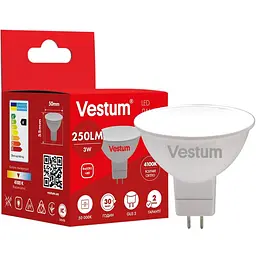 Світлодіодна лампа Vestum MR16 3W 4100K 220V GU5.3 1-VS-1501