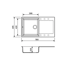 Кухонна мийка Adamant Horizon 780x495x230 світло-сірий 000008546, Сірий - мініатюра 2