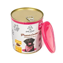 Вологий корм для дорослих собак Pet Chef, шматочки в желе з куркою 800 г - мініатюра 3