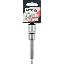 Головка торцева Yato квадрат 1/2" HEX M4 L= 100 мм подовжена (YT-04390) - мініатюра 3
