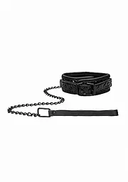 Нашийник з повідцем Ouch! Luxury Collar with Leash (чорний)
