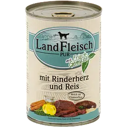 Консерви для собак LandFleisch Adult Dog mit Rinderherz und Reis (яловиче серце, рис) 400 г