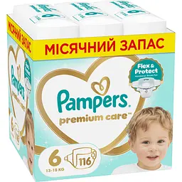 Набір підгузки Pampers Premium Care Розмір 6 (13-18 кг) 116 шт.