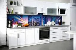 Кухонний фартух Швидкість для кухні наклейка ПВХ вогні нічного міста Синій 60х300 см Happy Pocket Z180515