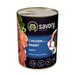 Вологий корм Savory Puppy Chicken&Rabbit для цуценят курка з кроликом 400 г - мініатюра 2