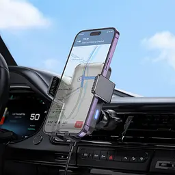 Автотримач Hoco HW9 із бездротовою зарядкою 15W чорний сірий - мініатюра 2