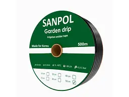 Крапельна стрічка SANPOL 500м 16мм 1,38л/г 8mil 50см GARDEN DRIP