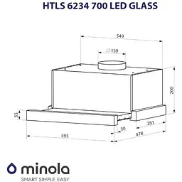 Витяжка телескопічна Minola HTLS 6234 BL 700 LED Glass - мініатюра 10