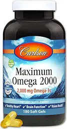 Омега 3 вітаміни Carlson Maximum Omega 2000 мг 180 кап
