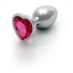 Металева анальна пробка Heart Gem, розмір M колір: сріблястий/рожевий Ouch! (Нідерланди) Ouch! OU533661 103125