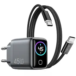 МЗП CHG500 Voyager PD45W (1USB-C) + кабель Type-C to Type-C Grey Wiwu teh0029658