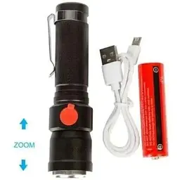 Ручний ліхтар RB-203 із зумом Zoom T6 18650 micro-USB Чорний - мініатюра 2