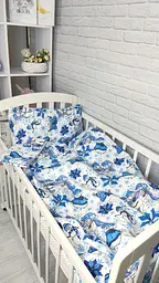 Якісна постільна білизна дитяча новорічна з бавовни 3+1 120х60 см ElLiz Білий з блакитним - мініатюра 3