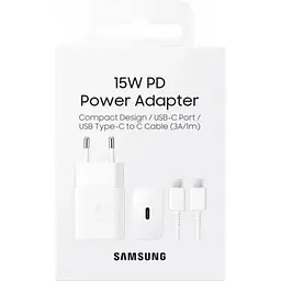 Мережевий зарядний пристрій Samsung 15W PD + Cable USB-C to USB-C White (EP-T1510XWEGEU) [65028] - мініатюра 5