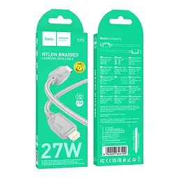 Кабель синхронізації Hoco X113 Nylon braided PD27W/3A Type-C to Lightning 1m Grey (36774_3609170) - мініатюра 3