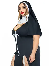 Костюм монашки-грішниці Leg Avenue Sultry Sinner 1X-2X, сукня, головний убір, комір - мініатюра 3